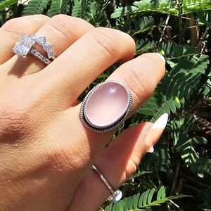 Rose quartz ring 925 size 6.5
